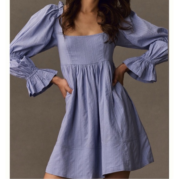 Pilcro Anthropologie Long-Sleeve Babydoll Mini Dress - Picture 2 of 14